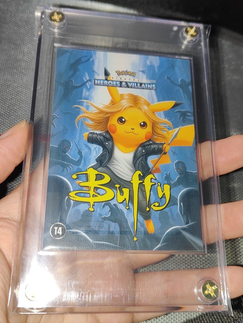Buffy The Vampire Slayer non-holo Insert encased Pikachu Cosplay card Unofficial